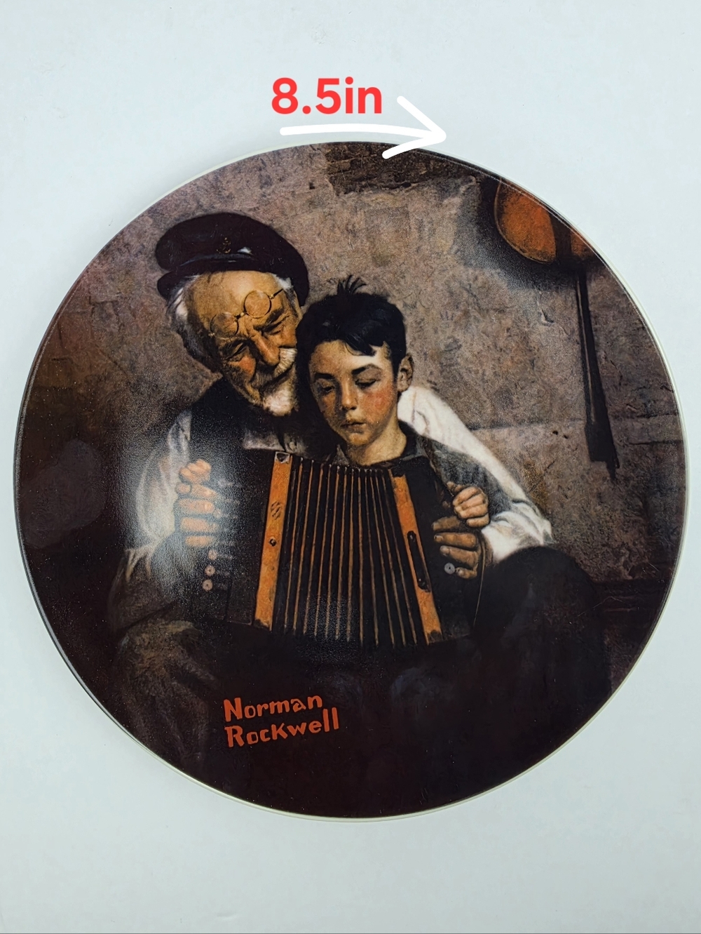 Knowles Norman Rockwell Style Round Wall Art - Brown, Tan, Orange